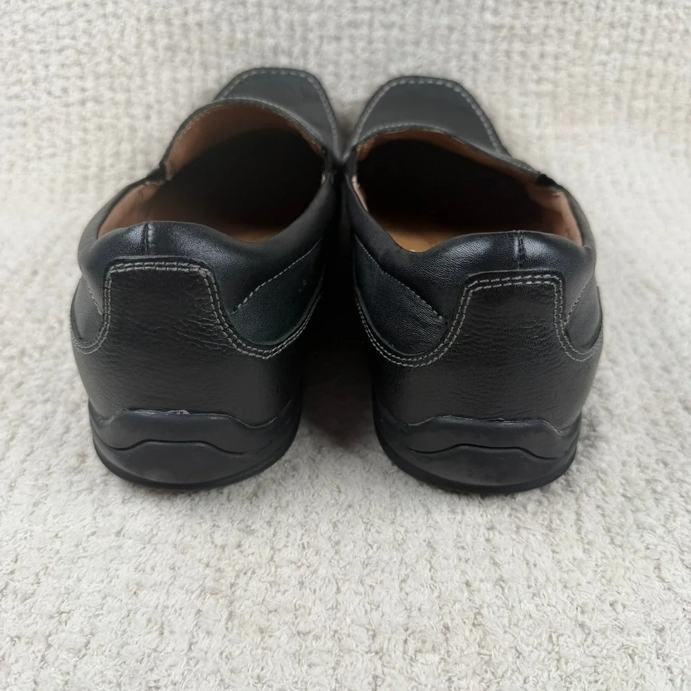 Vionic Preston Mens Black Leather Slip On Loafers Moc Toe Shoes 11 556PRESTON